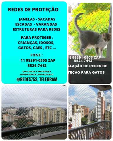 Redes de Proteção na Av. Yervant Kissajikian , janelas , Sacadas, piscina, (11) 98391-0505, zap 