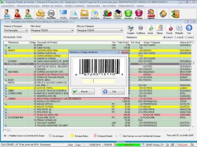 Programa Controle de Estoque, Pedido de Vendas e Financeiro v2.0