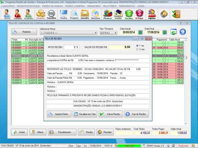 Programa Controle de Estoque, Pedido de Vendas e Financeiro v2.0